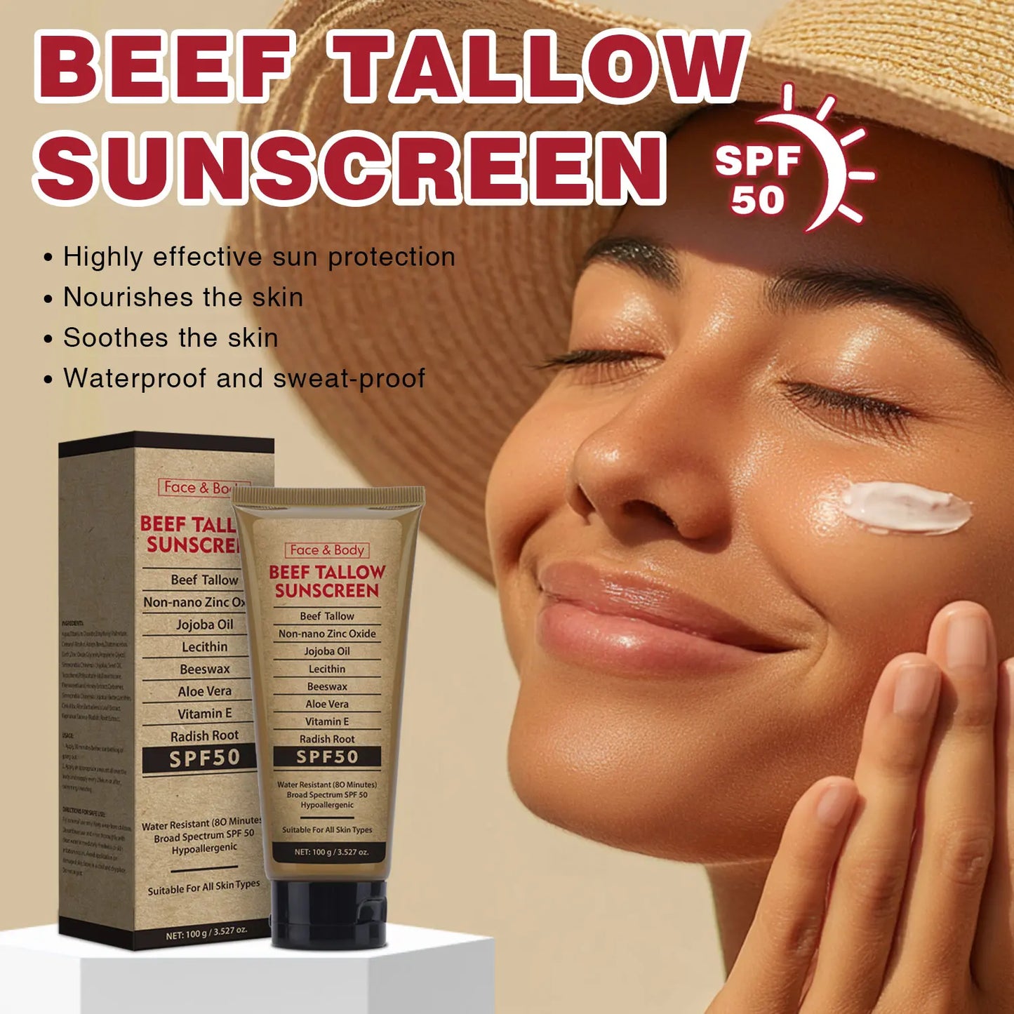 Organic Beef Tallow Sunscreen SPF50™