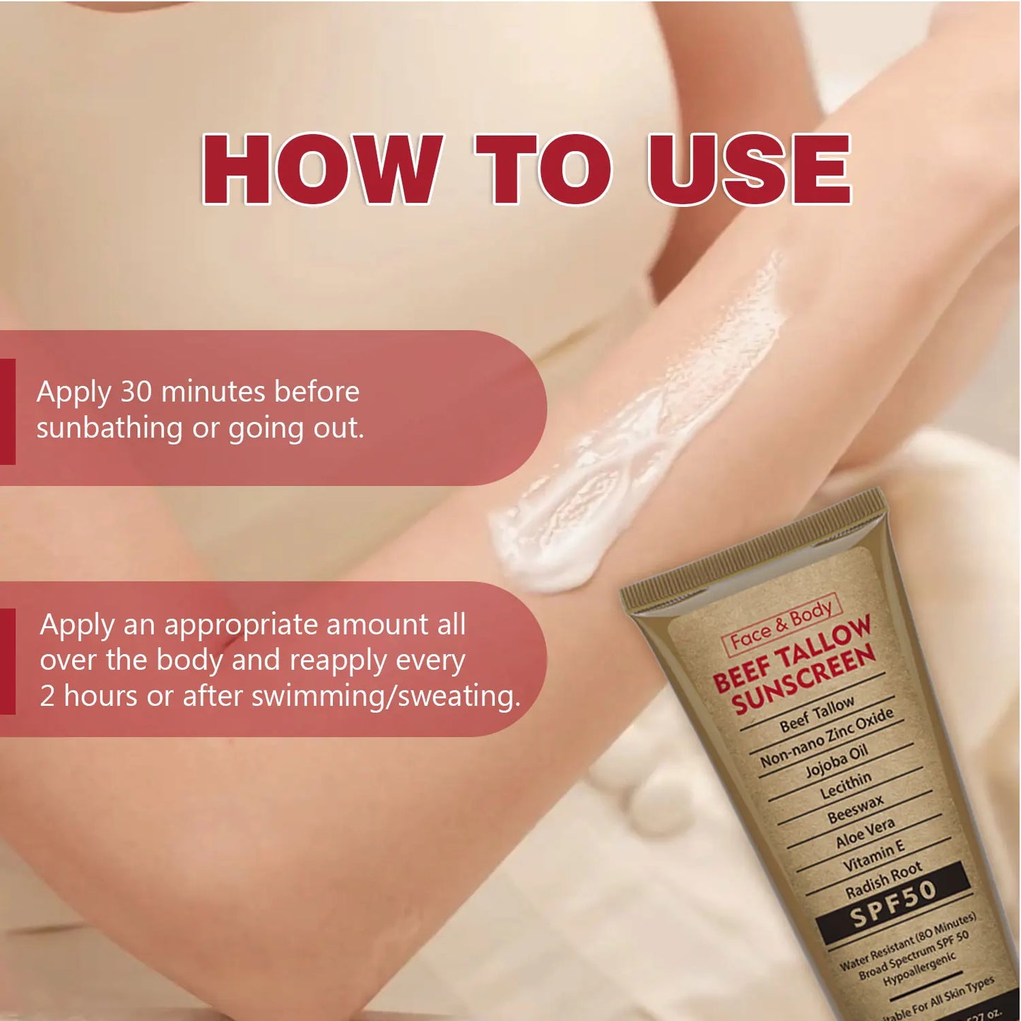 Organic Beef Tallow Sunscreen SPF50™